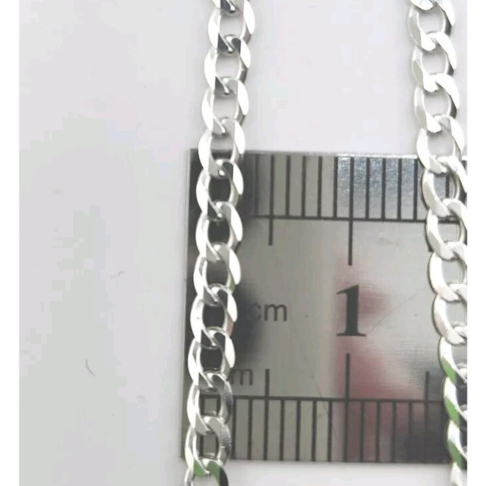 3MM Sterling Silver Flat Diamond Cut Curb Chain Necklace 18" - Picture 5 of 5